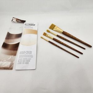 Real Value Brush Set Synthetic Gold Taklon for Multiple Mediums Brush Set